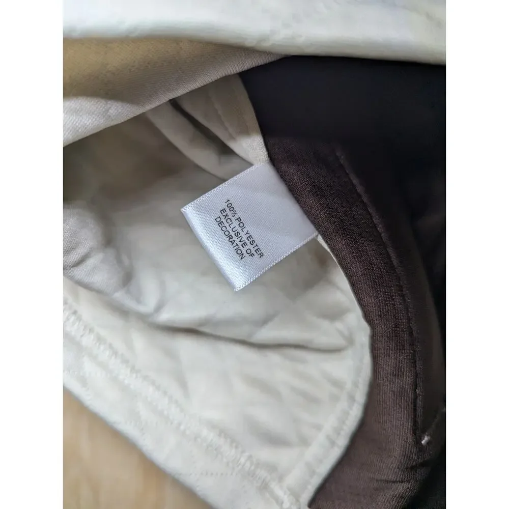 Cremieux Men's Large Quilted Vest Beige Brown Microsuede Yoke Full Zip Layer